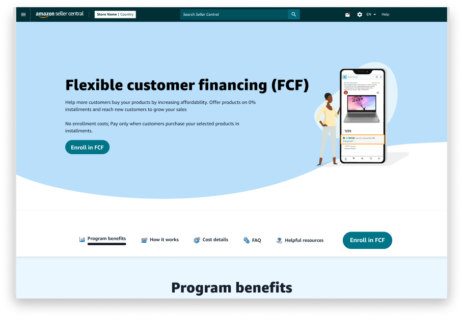 Original FCF Landing Page — Amazon Seller Central before the redesign